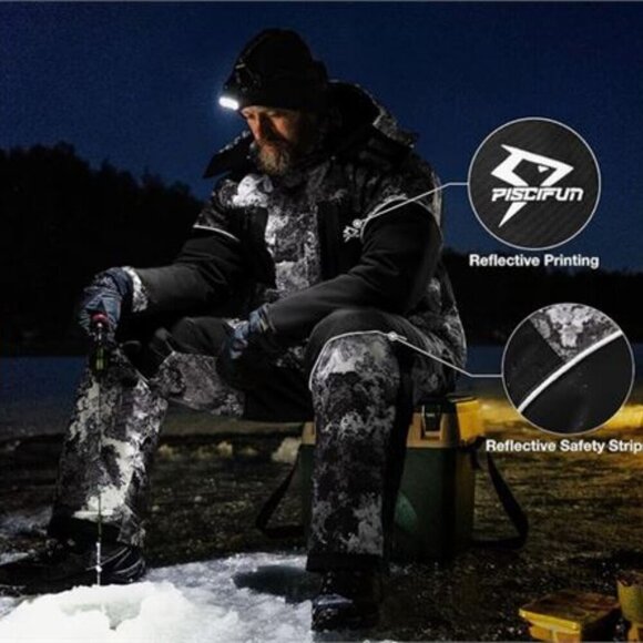 Piscifun Men Ice Fishing Waterproof Insulated Camo Jacket XL Outdoor Performance - Picture 4 of 11